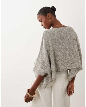 ASOS Gebreide Top Met Cape-Mouwen En Textuur - Grijs