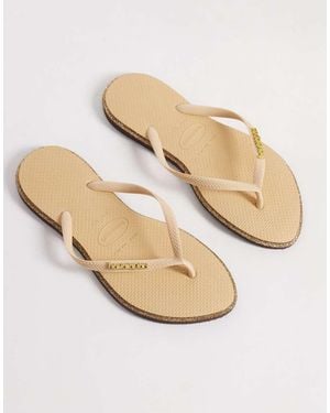 Havaianas Slim Point Glitter Flip Flops - Natural