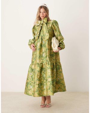Sister Jane Jacquard Bow Maxi Dress - Green