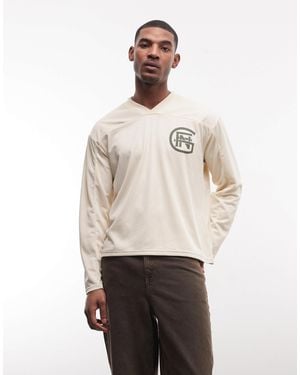 Good For Nothing Oversized Long Sleeve Hockey Jersey - Natural