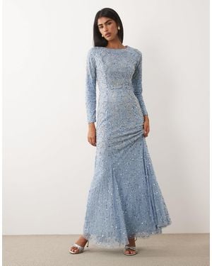 Beauut Robe longue ornementée à manches longues - clair - Bleu