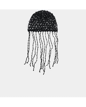 Stradivarius Long Fringe Cap - White