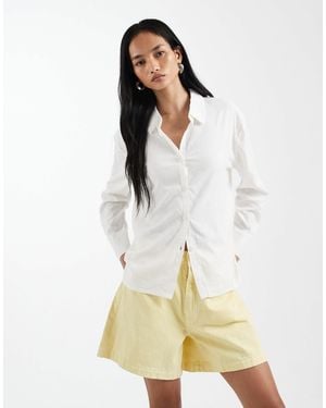 Cotton On Haven Oversized Dad Shirt Linen Blend - White