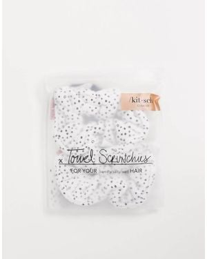 Kitsch Microfiber Towel Scrunchies - Micro Dot-no Colour - White