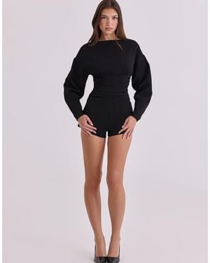 House Of Cb Elisetta Crepe Contour Playsuit - Black
