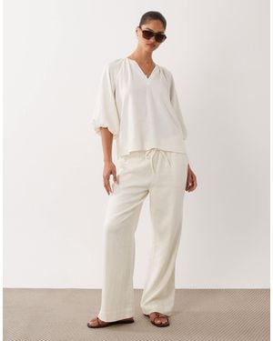 Nobody's Child Fosse Linen Rich Drawstring Wide Leg Pants - Natural