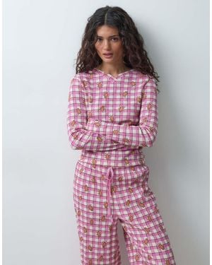 ASOS Conjunto De Pijama A Cuadros Con Estampado De Pan De Jengibre-Rojo - Rosa
