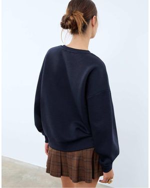 Stradivarius Embroidered Dog Sweatshirt - Blue