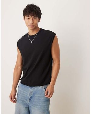 ASOS Oversized Knitted Crew Neck Vest - Black