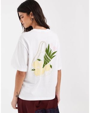 Vero Moda Lemon And Tulips Graphic T-shirt - White