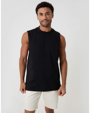 Threadbare Relaxed Fit Cotton Crew Neck Vest - Black
