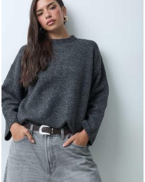ASOS Relaxed Fluffy Jumper With Wool - Grey