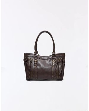 Bershka Zip And Stud Bag - Brown