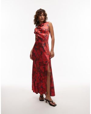 TOPSHOP Drape Neck Maxi Dress - Red