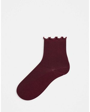 TOPSHOP Calcetines Con Borde Ondulado De Canalé De -Rojo - Morado