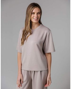French Connection Luxe Short Sleeve Crew Neck Pinched Top - Grey