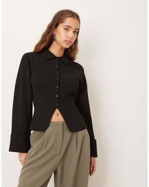 Gina Tricot Long Sleeve Shaped Knitted Cardigan - Black