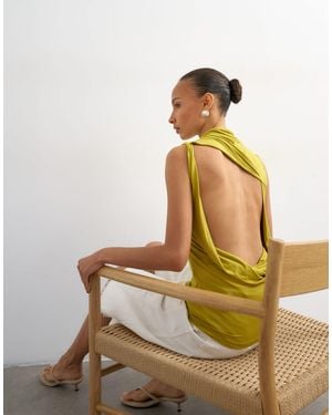 TOPSHOP Cowl Drape Back Top - Yellow