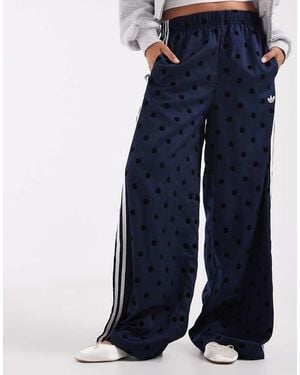 adidas Originals Wide Leg Satin Track Trousers - Blue