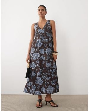 Mango V Neck Sleeveless Midi Dress - White