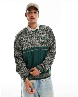 Collusion Maglione Sportivo A Righe Con Scollo A V - Verde