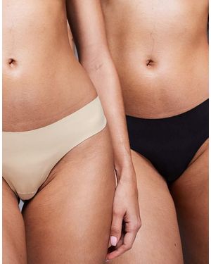 Bye Bra Pack De 2 Tangas Negros Y Beis Invisibles Con Efecto Moldeador De - Multicolor
