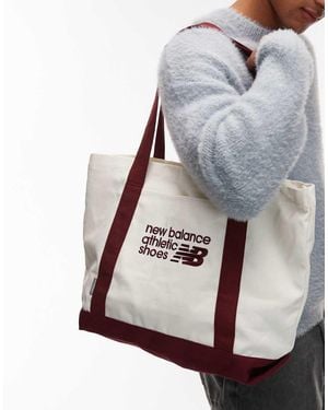 New Balance Bolso Tote Blanco Hueso Y De Lona De -Rojo