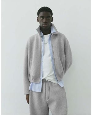 Pull&Bear Giacca Con Zip Effetto Neoprene - Grigio