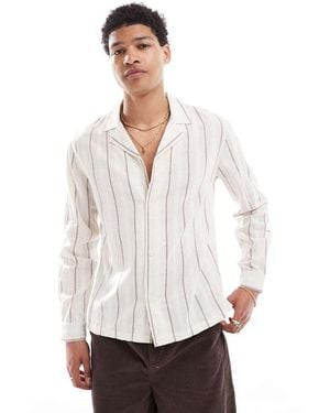 Native Youth Striped Long Sleeve Boxy Shirt - White