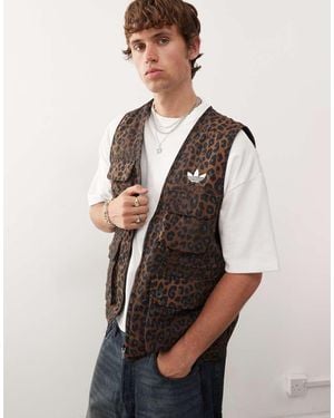 adidas Originals Canotta Con Stampa Leopardata - Marrone
