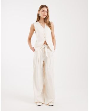 ONLY High Waist Wide Leg Tailored Trousers - Natural
