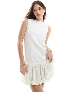 Miss Selfridge Sleeveless Dropped Waist Mini Dress - White