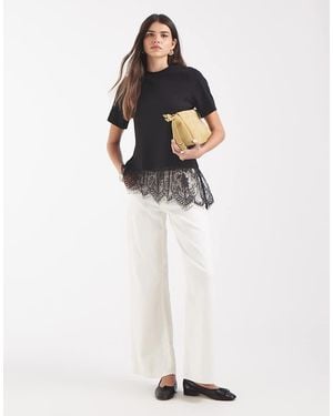 Vero Moda T-Shirt Met Asymmetrisch Kanten Detail - Wit
