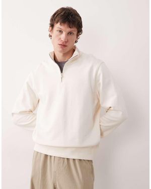 Mango 100% Cotton Quarter Zip Sweatshirt - Natural
