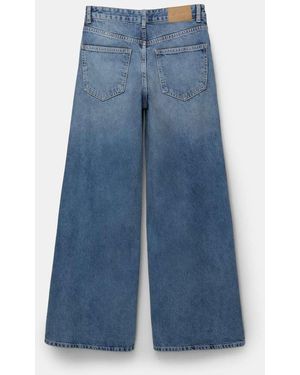 Pull&Bear Jeans Met Wijde Pijpen En Lage Taille - Blauw