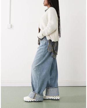 Monki peggy baggy Jeans With Turn Up - White