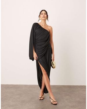 ARRANGE Robe drapée longue et asymétrique avec jupe tulipe - Neutre