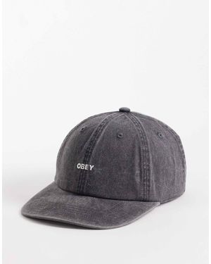Obey Pigment Bold Logo Six Panel Strapback Cap - Grey