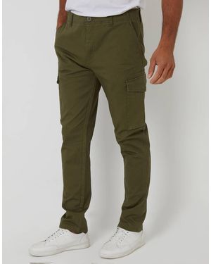Threadbare Cotton Cargo Trousers With Stretch - Green
