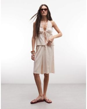Collusion Textured Stripe Beach Longline Short Co-ord - Natural