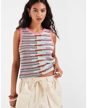 Object Débardeur sans manches au crochet à surpiqûres - multicolore - Blanc