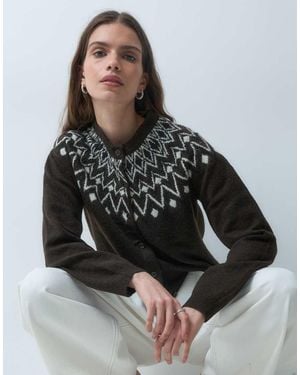 Vero Moda Cardigan Lavorato A Maglia Fair Isle - Nero