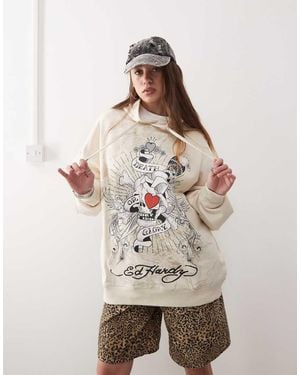 Ed Hardy Death Or Glory Love Hoodie - Natural