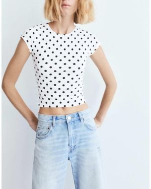 Pull&Bear – figurbetontes, es t-shirt mit ausgestellten ärmeln - Blau