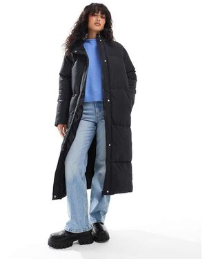 Threadbare Lange Gewatteerde Jas Met Capuchon - Blauw