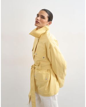 TOPSHOP 4 Pocket Cotton Shacket With Quilted Lining - Natural