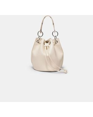 Stradivarius Rigid Eyelet Bucket Bag - White