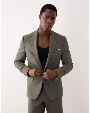 River Island Skinny Fit Suit Jacket - Gray