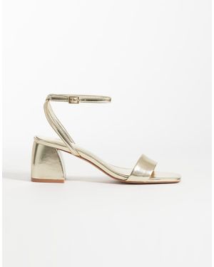 Mango Teen Square Toe Heeled Sandal - White