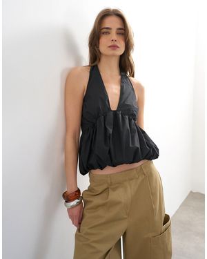 TOPSHOP Halter Neck Bubble Hem Top - Multicolor